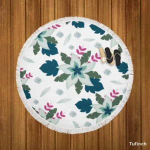 Tropical Natural Flowers Round Beach Towel