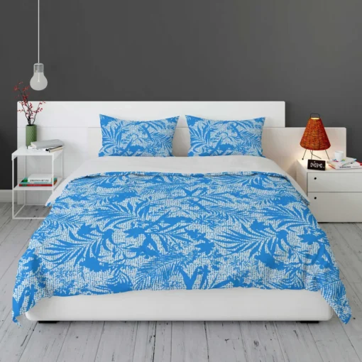 Tropical Palms Blue Pattern Bedding Set 1