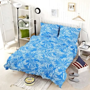 Tropical Palms Blue Pattern Bedding Set