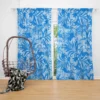 Tropical Palms Blue Pattern Curtain