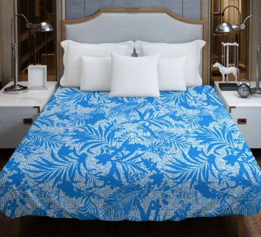 Tropical Palms Blue Pattern Duvet Cover