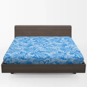 Tropical Palms Blue Pattern Fitted Sheet 1