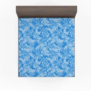 Tropical Palms Blue Pattern Fitted Sheet