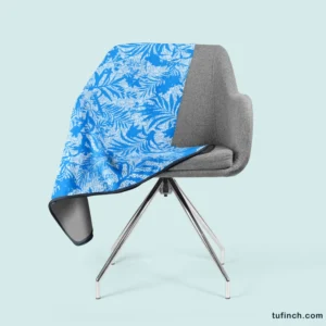 Tropical Palms Blue Pattern Fleece Blanket 2