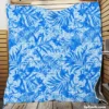 Tropical Palms Blue Pattern Quilt Blanket