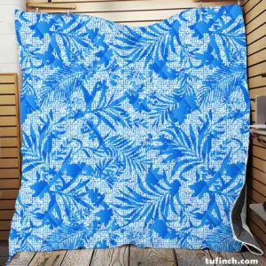 Tropical Palms Blue Pattern Quilt Blanket