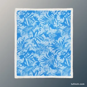 Tropical Palms Blue Pattern Sherpa Fleece Blanket 1