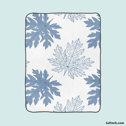 Tropical Papaya Leaves Fleece Blanket 1