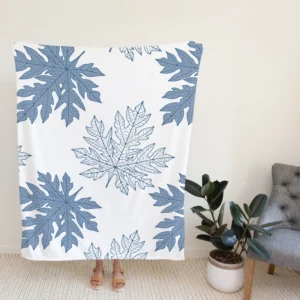 Tropical Papaya Leaves Fleece Blanket