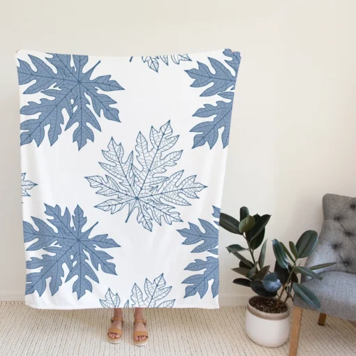 Tropical Papaya Leaves Fleece Blanket