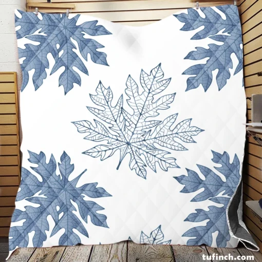 Tropical Papaya Leaves Quilt Blanket