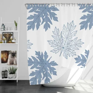 Tropical Papaya Leaves Shower Curtain