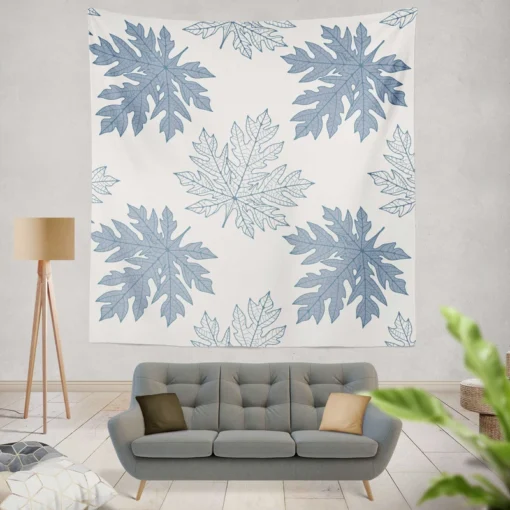 Tropical Papaya Leaves Wall Tapestry