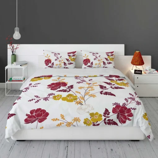 Tropical Red Hibiscus Floral Pattern Bedding Set 1