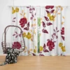 Tropical Red Hibiscus Floral Pattern Curtain