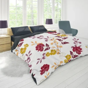 Tropical Red Hibiscus Floral Pattern Duvet Cover 1