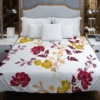 Tropical Red Hibiscus Floral Pattern Duvet Cover