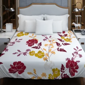 Tropical Red Hibiscus Floral Pattern Duvet Cover