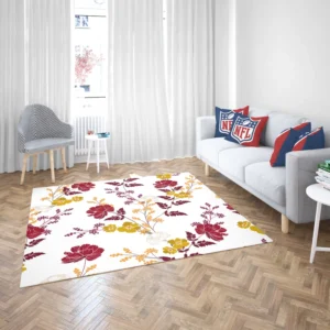 Tropical Red Hibiscus Floral Pattern Rug 2