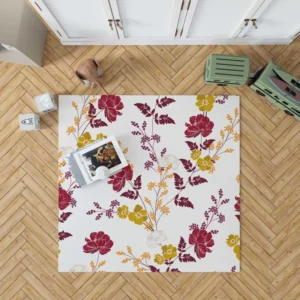 Tropical Red Hibiscus Floral Pattern Rug