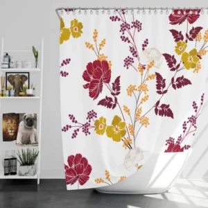 Tropical Red Hibiscus Floral Pattern Shower Curtain