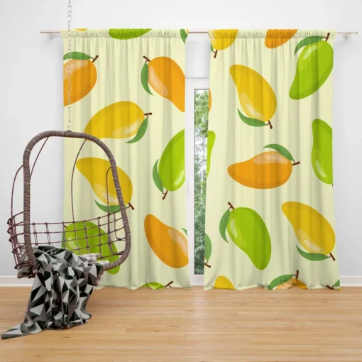 Tropical Yellow Green Mango Curtain