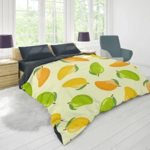 Tropical Yellow Green Mango Duvet Cover 1