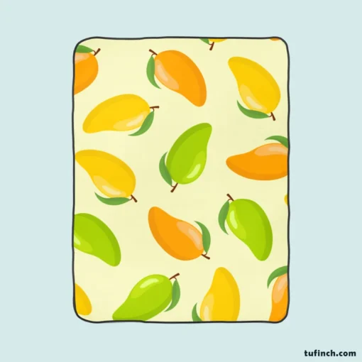 Tropical Yellow Green Mango Fleece Blanket 1