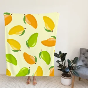 Tropical Yellow Green Mango Fleece Blanket