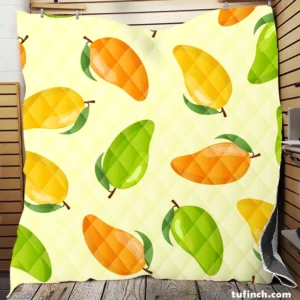 Tropical Yellow Green Mango Quilt Blanket