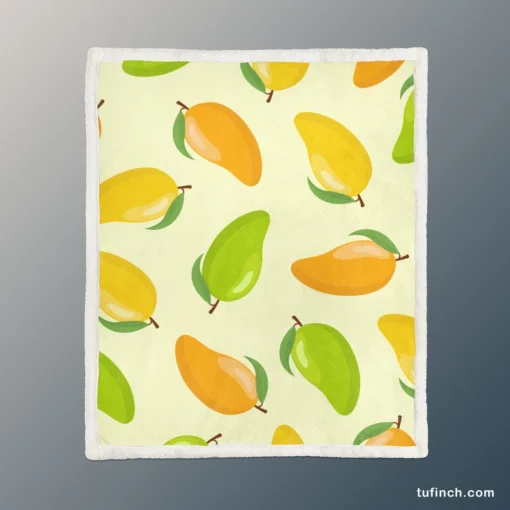 Tropical Yellow Green Mango Sherpa Fleece Blanket 1