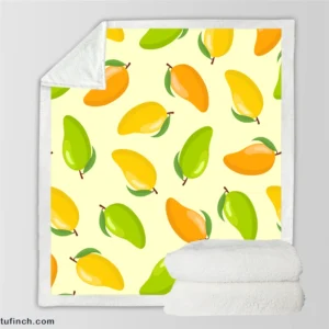 Tropical Yellow Green Mango Sherpa Fleece Blanket