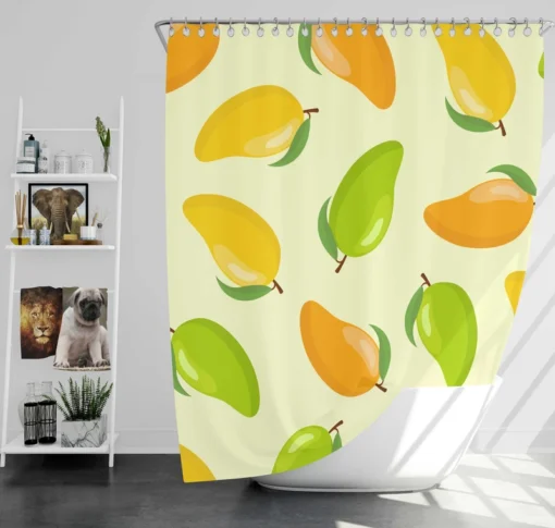 Tropical Yellow Green Mango Shower Curtain