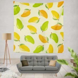 Tropical Yellow Green Mango Wall Tapestry