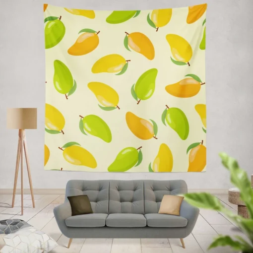 Tropical Yellow Green Mango Wall Tapestry