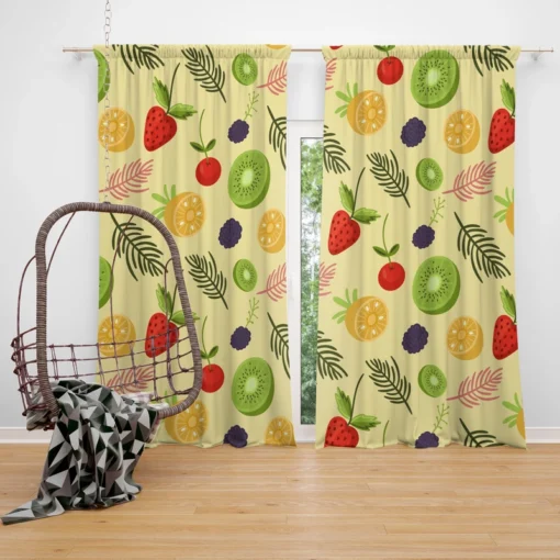 Tropical summer fruits pattern Curtain