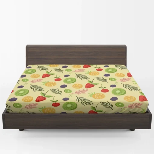 Tropical summer fruits pattern Fitted Sheet 1