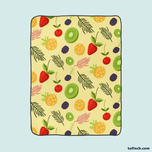 Tropical summer fruits pattern Fleece Blanket 1