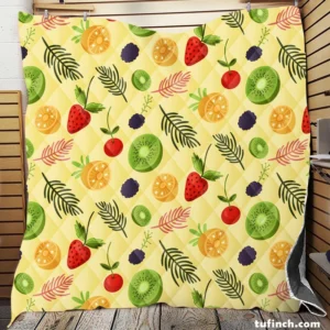 Tropical summer fruits pattern Quilt Blanket