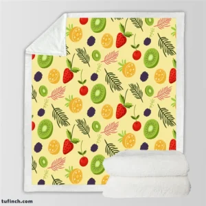 Tropical summer fruits pattern Sherpa Fleece Blanket