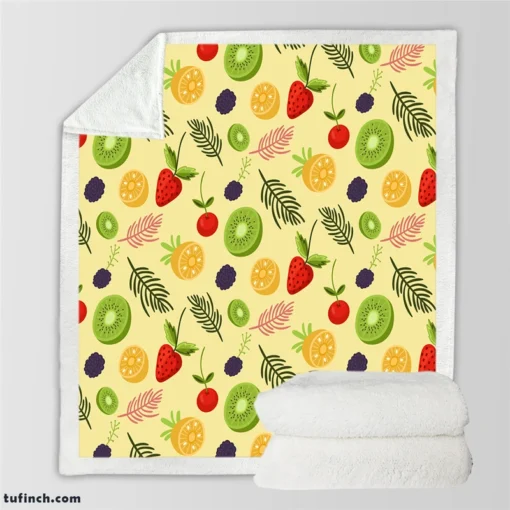 Tropical summer fruits pattern Sherpa Fleece Blanket