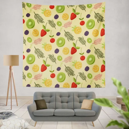 Tropical summer fruits pattern Wall Tapestry