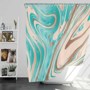 Tropicana Cabana Liquid Marble Shower Curtain