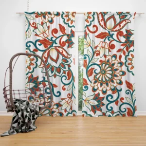 Turkish Floral Folk Pattern Curtain