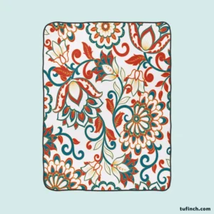 Turkish Floral Folk Pattern Fleece Blanket 1