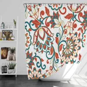 Turkish Floral Folk Pattern Shower Curtain