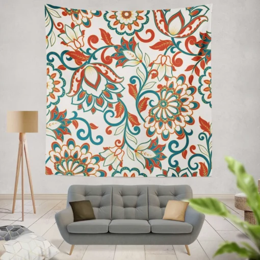 Turkish Floral Folk Pattern Wall Tapestry