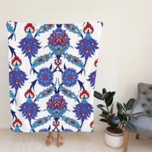 Turkish Floral Ikat Fleece Blanket