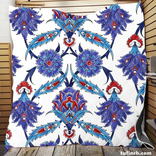 Turkish Floral Ikat Quilt Blanket