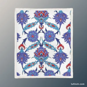 Turkish Floral Ikat Sherpa Fleece Blanket 1